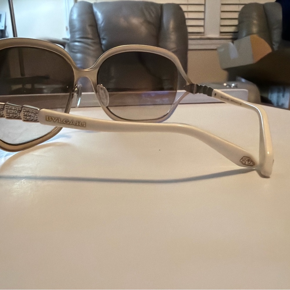 Bvlgari Oversized Sunglasses 6037-B Brown Gradient Lenses Crystal Accent Italy - Picture 2 of 5